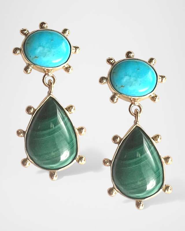 Turquoise and Malachite Earrings